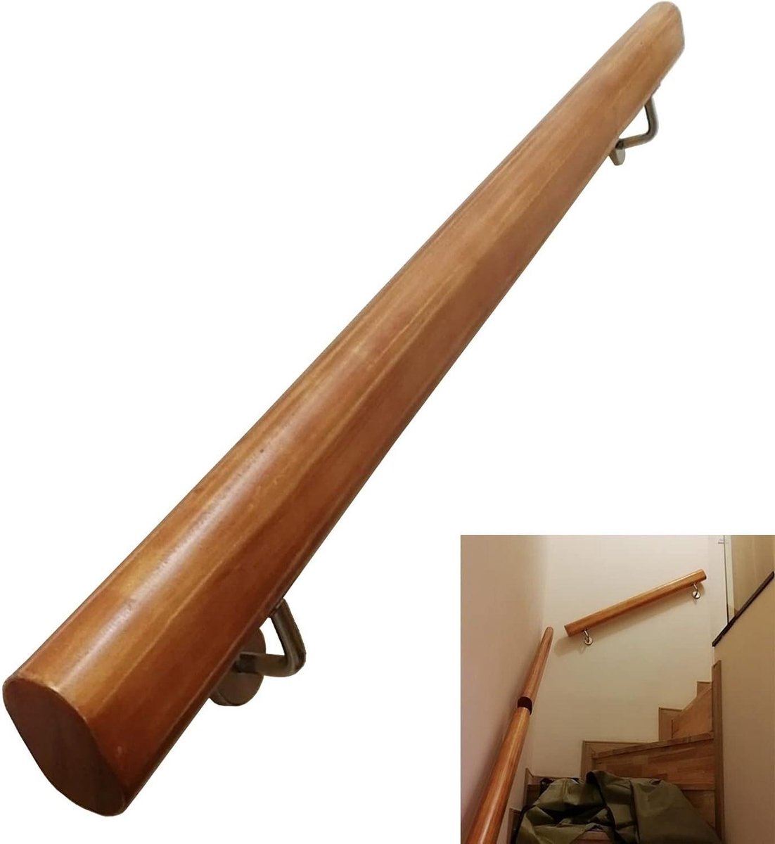 Trapleuning Massief Hout - Wandsteun Leuning - Veilig Traplopen - Afgeronde Randen - 390 cm - Niet gespecificeerd