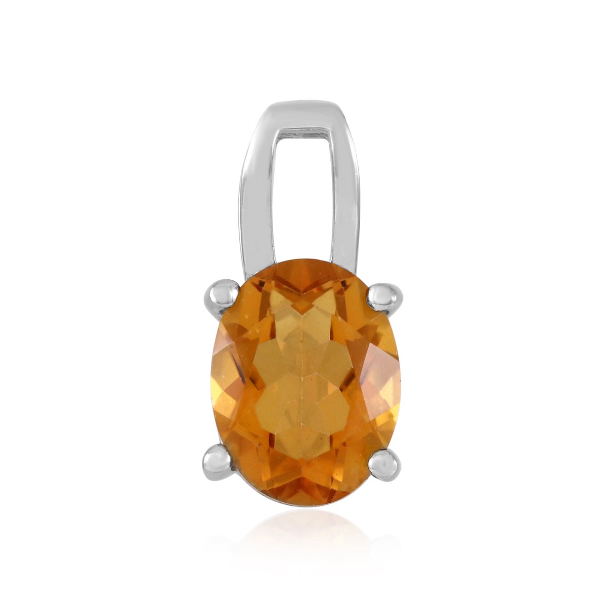 Cavill - Zilveren Hanger met Oranje Kwarts 1,648 ct - 925 Sterling Zilver Platina Gecoat - Ovaal Slijpsel - Braziliaanse Edelstenen Sieraden Dames