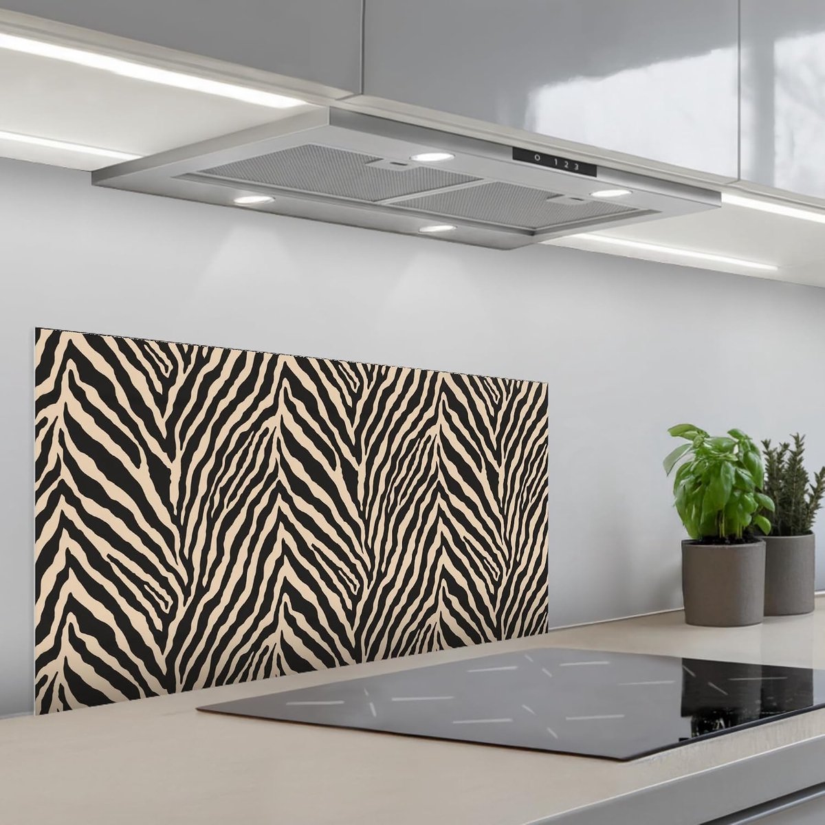 Keukenachterwand 45x90 cm zelfklevend keuken decoratie accessories home kitchen spatscherm Zebra - Klassiek - Zwart