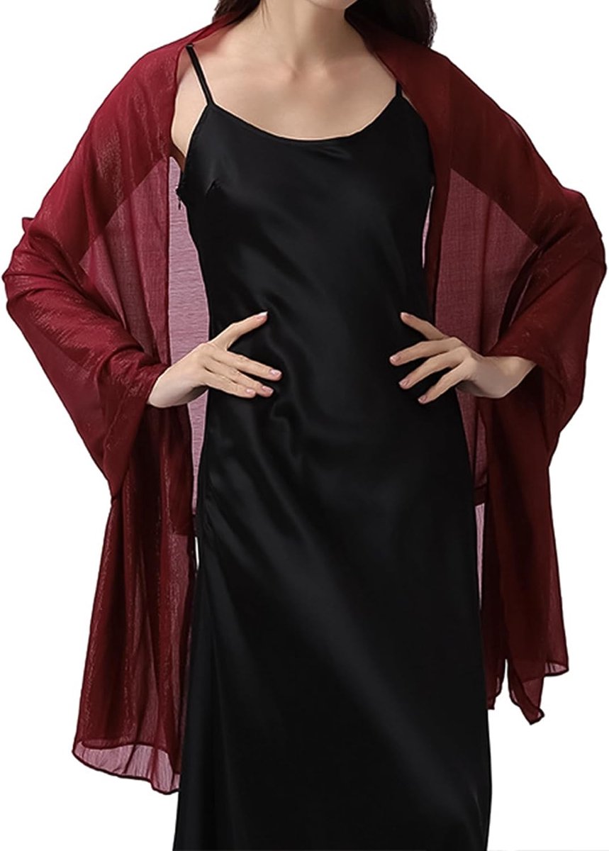 Sjaal voor dames, kousenband en zachte doek van modalvezel, elegante aanvulling voor avond, bruiloft, kantoor of cadeau, 200 x 70 cm