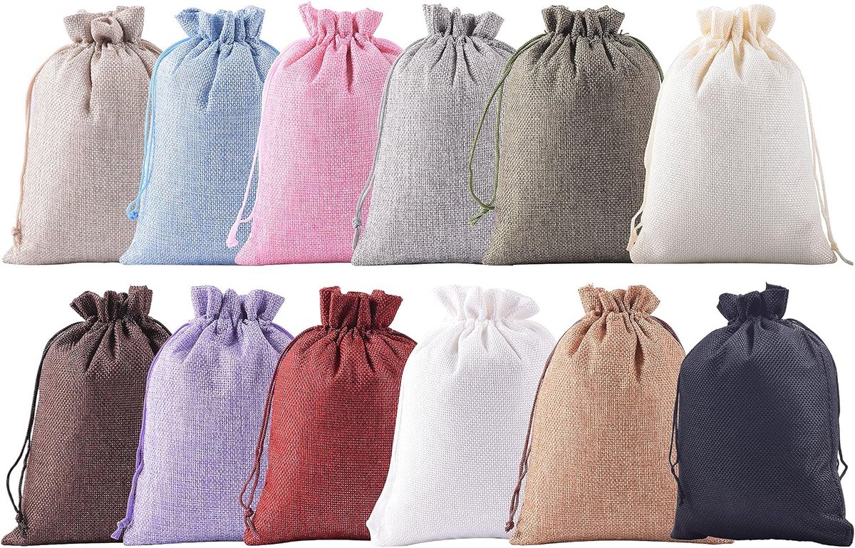 Trekkoord Jute Geschenkzakken, 20st Gemengde 10x14cm Trekkoord Jute Zakken, Sieradenzakken, Feestzakken, Gunstzakken