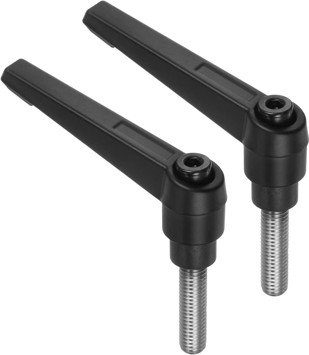 2 handgrepen met spanhendel, M8 x 25 mm, mannelijk met schroefdraad van roestvrij staal 304, verstelbare handgrepen met vergrendelingsknop, zwart