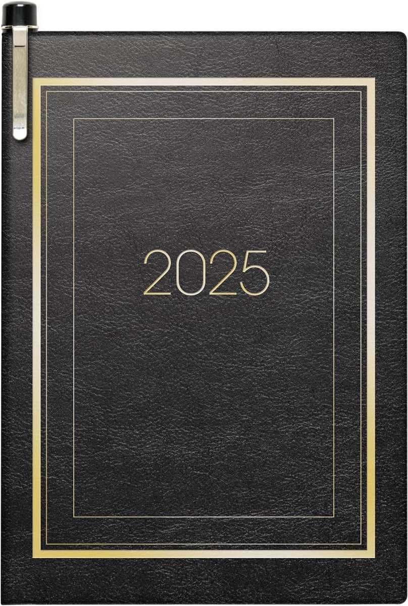 Zakagenda model 713 (2025), 2 pagina's = 1 week, A7, 160 pagina's, softcover met siergouden rand, zwart