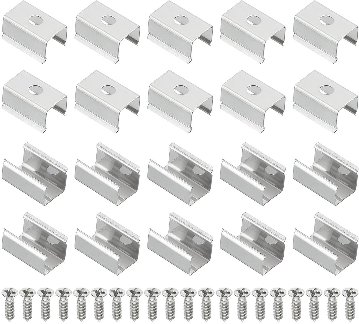 LED-stripclips, 60 stuks roestvrijstalen bevestigingsklemmen, houder met schroeven voor 8 mm tot 9 mm ledstrips, verlichtingskabel