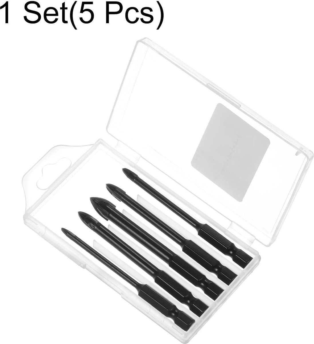5 boren voor beton, metselwerk, 3 mm (1/8 inch), 4 mm, 5 mm, 5 mm, 6 mm, 8 mm, wolfraamcarbide, kruisvorm, tegels, keramiek, baksteen en glas