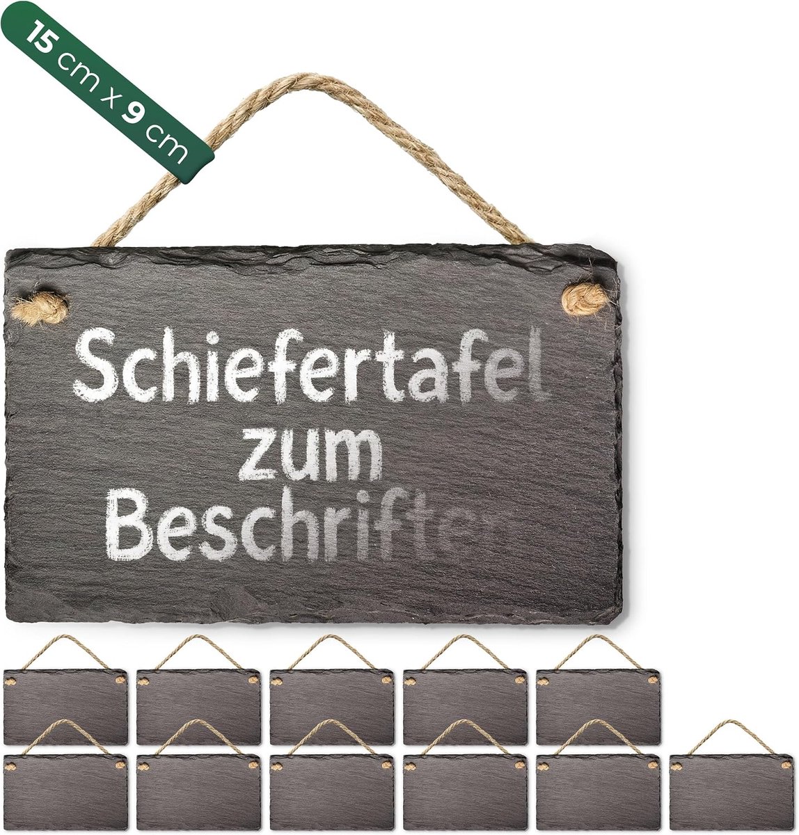 Bord om op te hangen met juteband, memobord, krijtbord Wandeko (12, 9 cm bord)