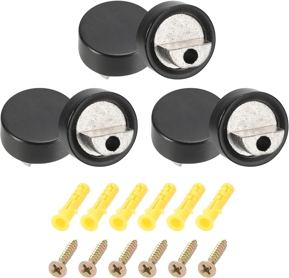 Sourcing map Spiegelclips, zwevende glazen clips, 6-7 mm, badkamerspiegelclips, klemmen voor frameloze spiegel, spiegelhouder, wandhouder, vaste montage, 20 mm, zwart