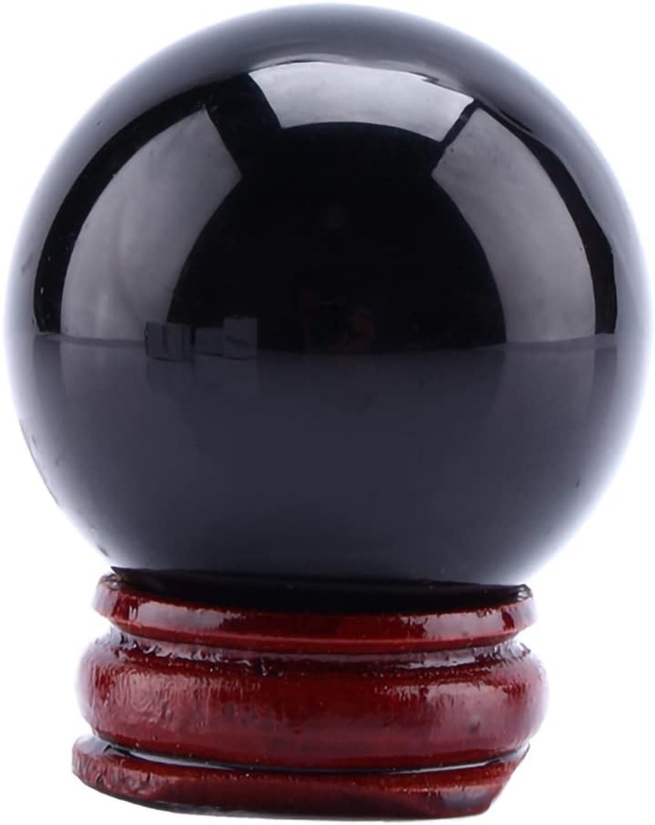 Obsidian-kristallen bol met sokkel, 40 mm natuurlijke kristallen bol voor het interieur
