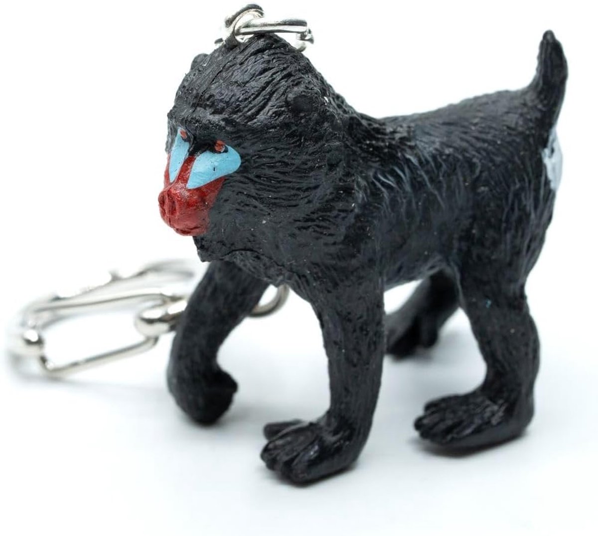 Mandrill aap sleutelhanger dierentuin zwart blauw gezicht - handgemaakt modesieraad I hanger sleutelring sleutelhanger sleutelhanger, zwart, 45mm