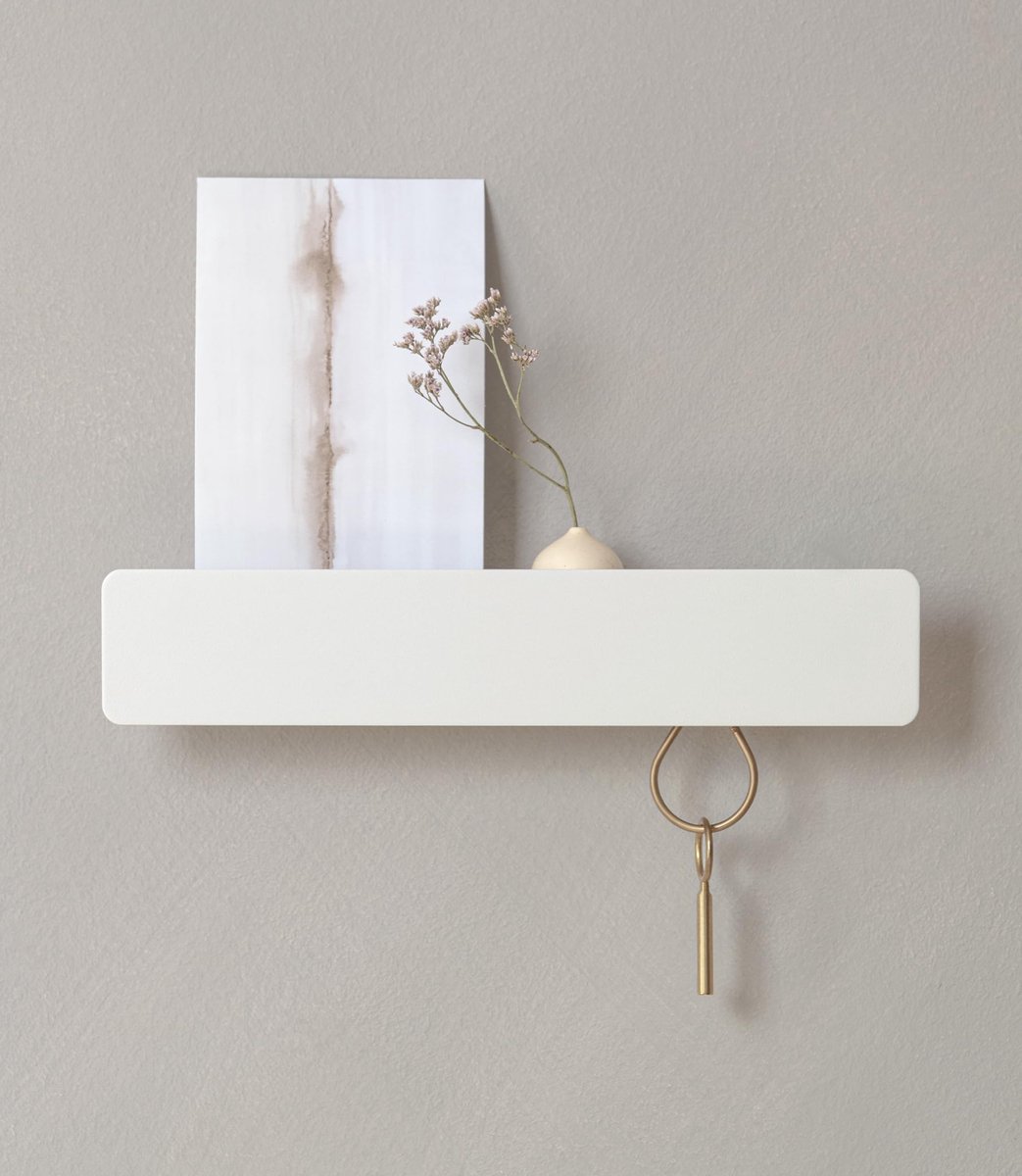 Elzusha - Minimalistische Sleutelkast 'Kian' met Metalen Plank - Wit