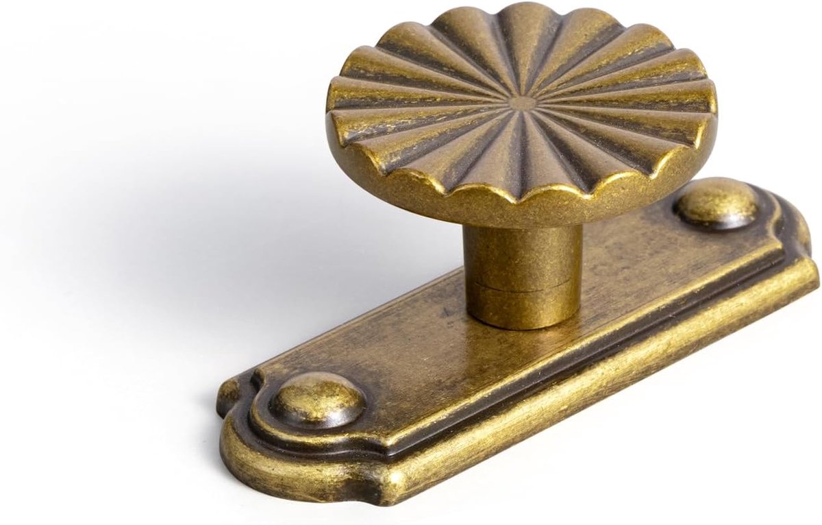 Set van 6 champagnebronzen kastknoppen met tijdloze lade-achterplaat, 1,5 inch premium zinklegering vintage ladeknoppen - klassieke handgreep voor kledingkast, keuken en meubels