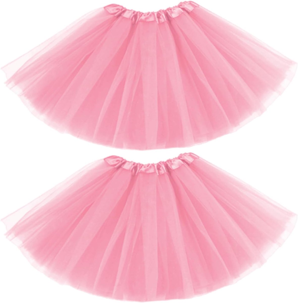Tutu-rok voor dames, 2 stuks, voor volwassenen, tutu, kort, klassiek, elastisch, 4 lagen, tule, bubbel-dansrok, balletdansrok, rok voor verkleedfeesten, dansen (roze)