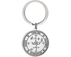Rvs Sleutelhanger Voor Mannen Vrouwen Seal Van De 7 Aartsengelen Hanger Sleutelhanger Saint Michael Metatron Cube Sleutelhanger Solomon Kabbalah Amulet Sieraden