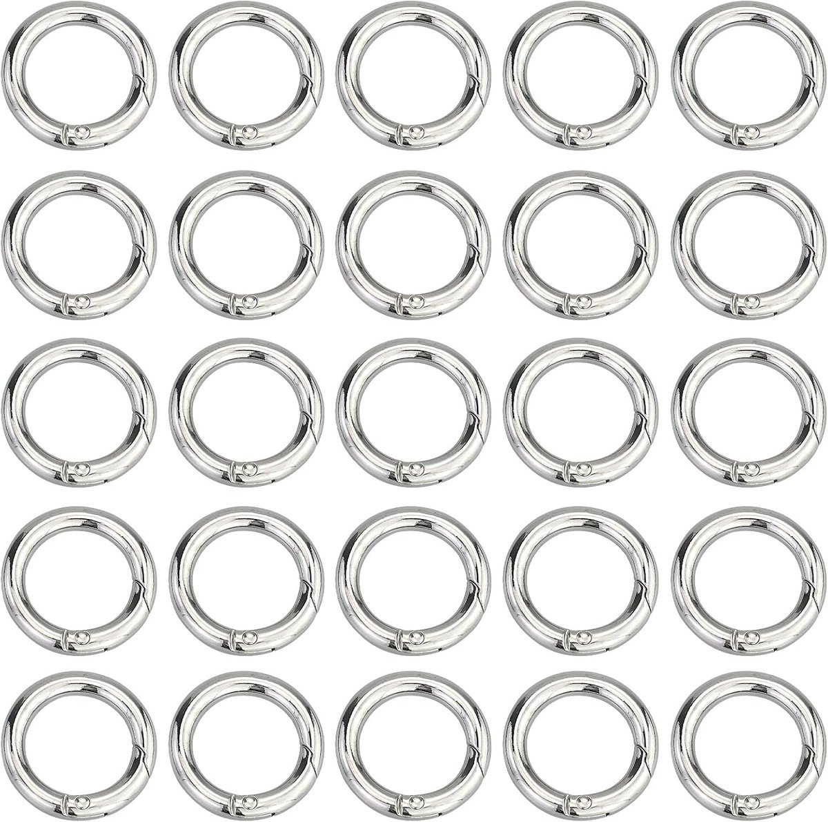 25 stuks sleutelhangers, ringen, 28 mm roestvrij staal, veersluiting, rond, lente, O-ring, sleutelring, doe-het-zelf sleutelhanger, accessoires voor sleutelketting, rugzak, handtas, doe-het-zelf
