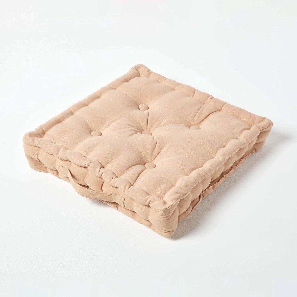 Luxe Vloerkussen Effen 100% Katoen Beige 40 x 40 x 8cm, Booster Kussen Zitkussen Stoel Pad Eetkamer Dik & Pluche Tuinvloerkussen voor Kinderen Ouderen Huisdieren Binnen Buiten Gebruik