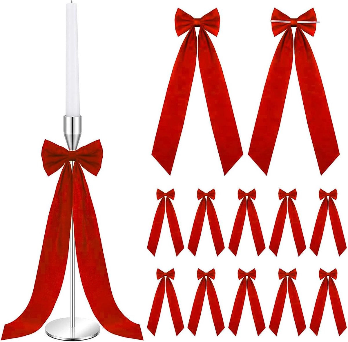 Strikken voor Tafel, Zelfklevend, Kerst Bruiloft Bruids Douche Feest Centerpieces met 13 Inch Kandelaar Strikken Decor voor Woonkamer Sl (Rood)