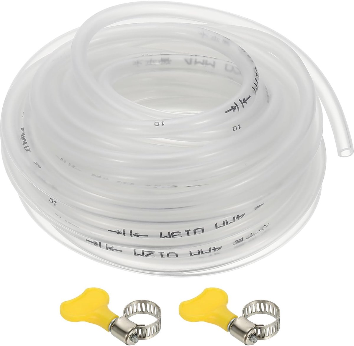 PVC Vinyl slang, 4,8 mm binnendiameter x 6,4 mm buitendiameter flexibele heldere kunststof buis met 2 slangklemmen, slanglijnpijp voor meervoudig industrieel vinyl aquarium, 10 meter