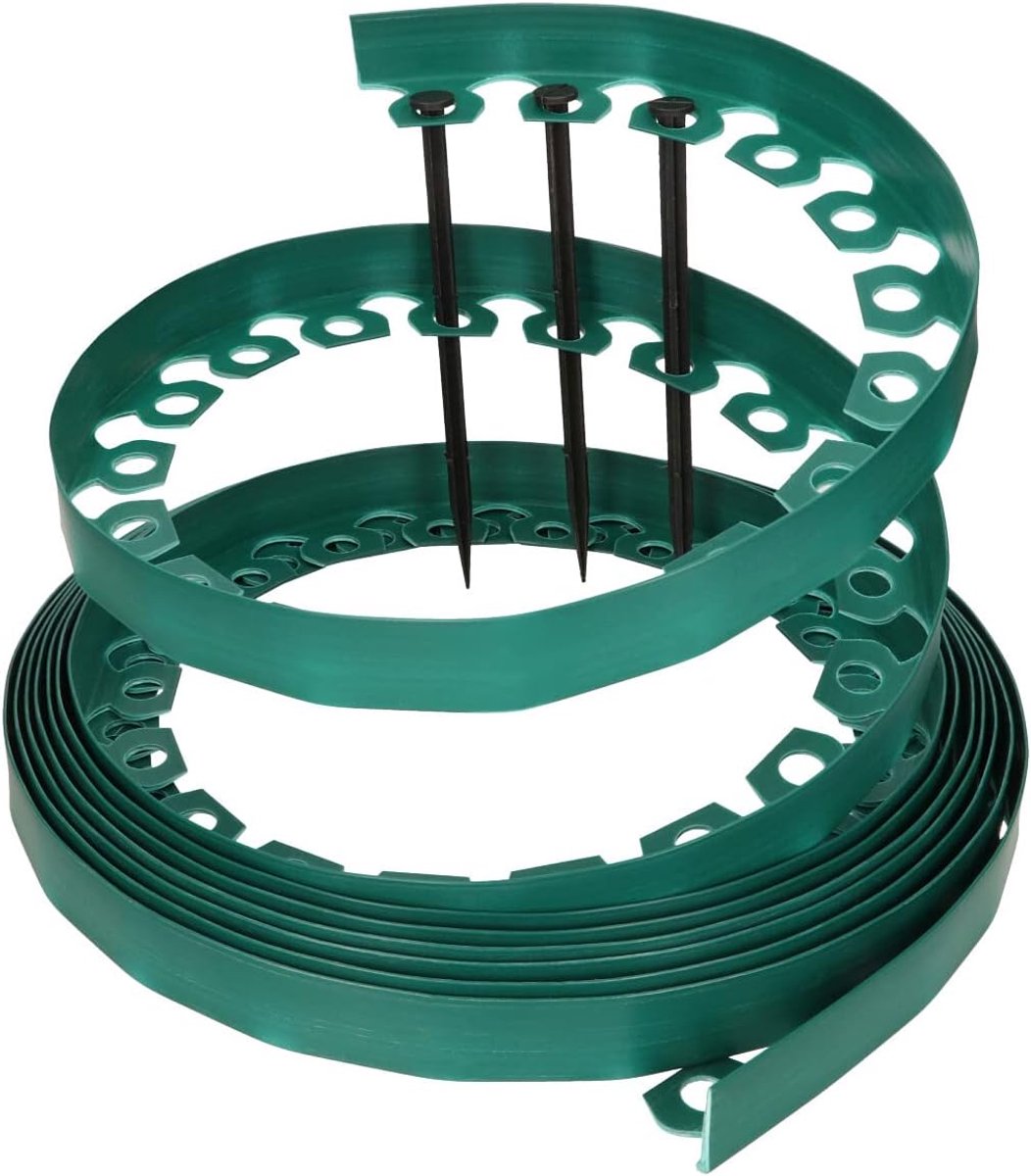 Flexible LineBORDER kunststof gazonrand, 20 grondankers, lengte 10m, hoogte 4cm, groen