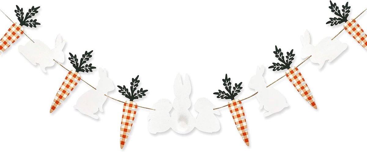 Blume Houten Paasbanner Decoraties Paashaas Wortel Slinger Konijn Lente Decor voor Happy Eatser Dag Verjaardagsfeest Kantoor Thuis Open Haard Jongens Meisjes Kamer Muur Opknoping Decoraties