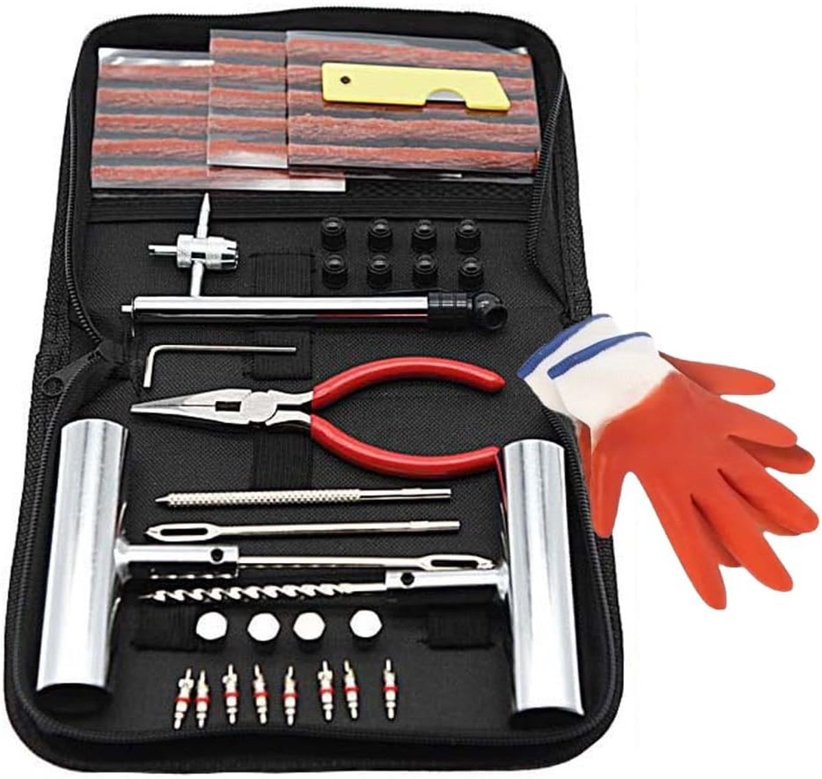 Bandenreparatieset 48 stuks bandenflickset met pluggen universele bandenreparatiegereedschap voor het repareren van lekke banden en pluggenflickset voor auto, motorfiets, vrachtwagen, tractor
