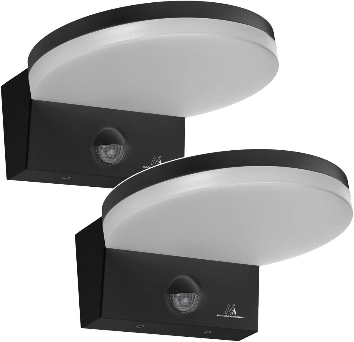 Maclean - 2 stuks Wandlamp LED buitenlamp met PIR bewegingsmelder, zwart, 15W, IP65, 1560lm, neutraal wit (4000K) MCE344 B