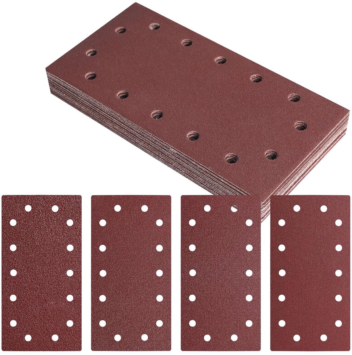 20 stuks, 230 x 115 mm, klittenband schuurbladen met 14 gaten voor vlakschuurmachine, korrel 40, 80, 120, 180, schuurpads voor hout, metaal, lak, polijsten, renovatie