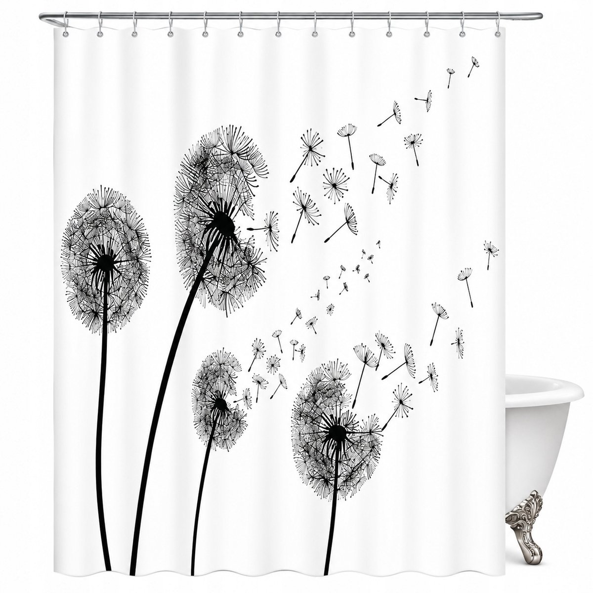 Waterdicht Textiel Douchegordijn 180x200cm met Haken - Merkloos