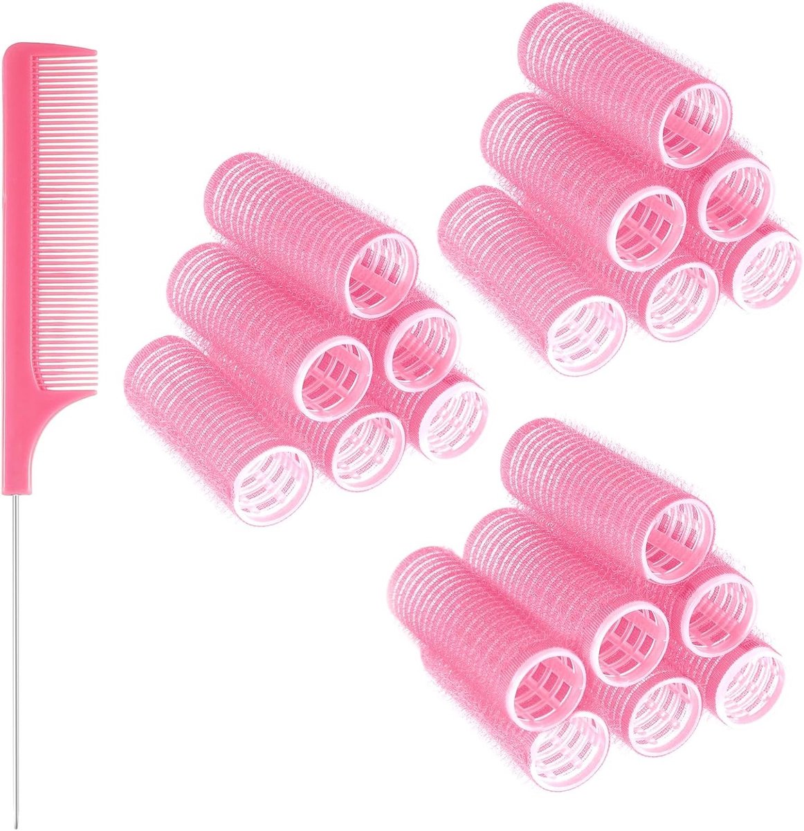 19-delige Haar Krulset zonder Hitte - Zelfklevende Clips voor Volumineuze Krullen, Geschikt voor Alle Haartypes en Lengtes, Ideaal voor Slaapgebruik en Styling