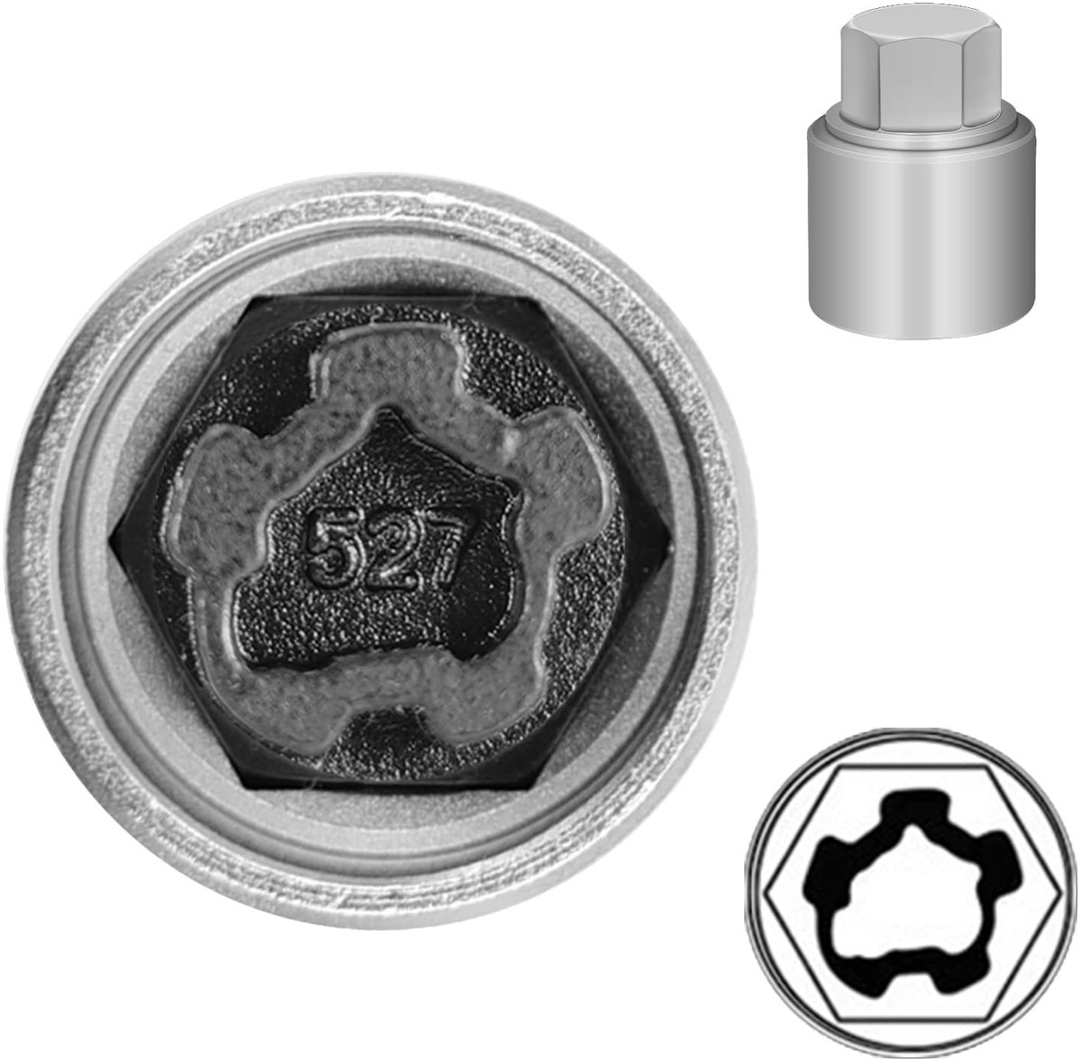 SolidKeus - Wielborgmoer Sleutel voor VW, OD 28mm - ID 25mm, Anti-Diefstal