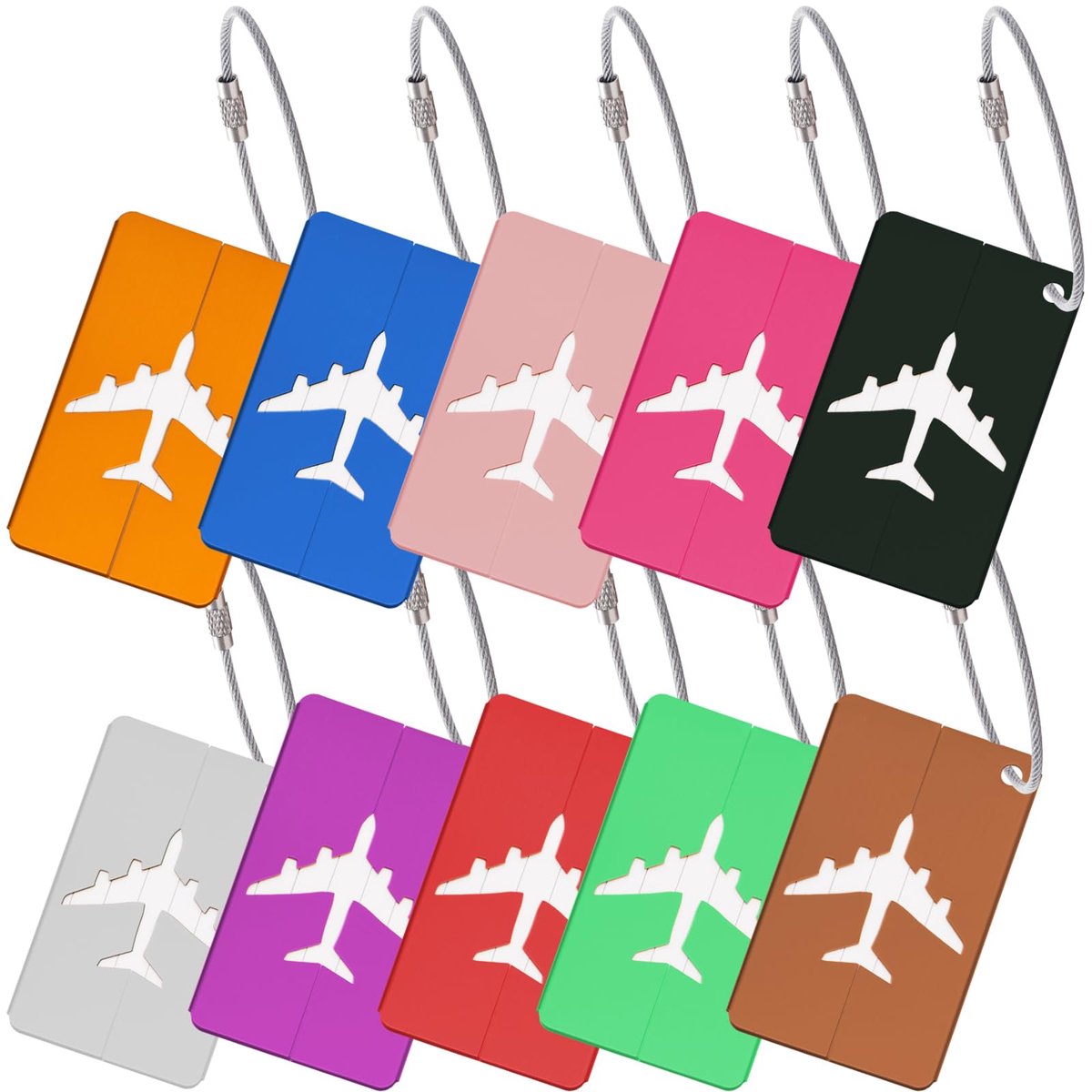 Set van 10 Kofferlabels - Bagagelabels met Naam- en Adreskaart - Reislabels voor Koffers, Handbagage, Rugzakken & Reistassen - Duurzame ID Labels voor Vliegtuigreizen, School & Werk