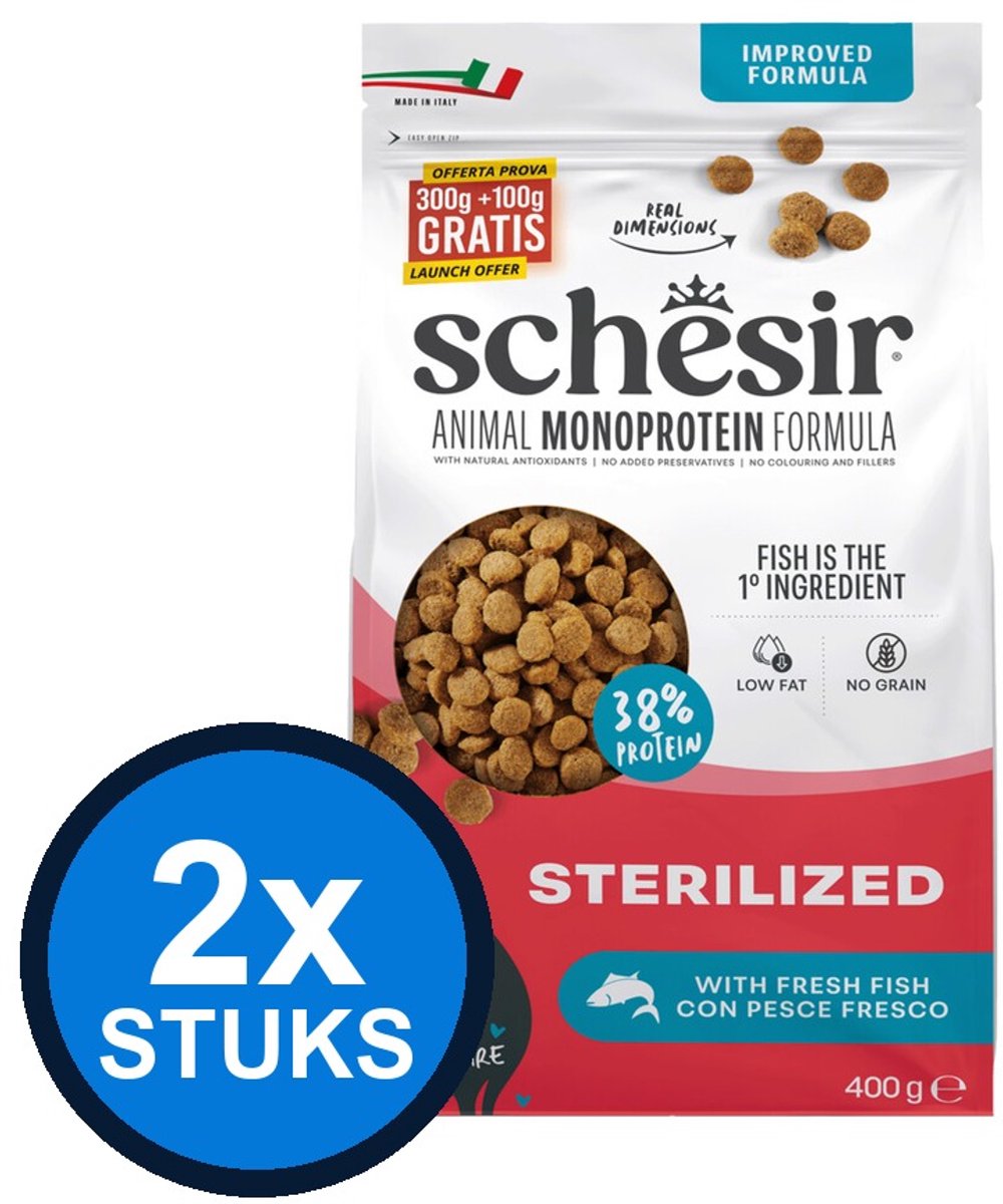 2x Schesir - Kattenvoer - Droogvoer - Gesteriliseerd Vis - 1,5kg