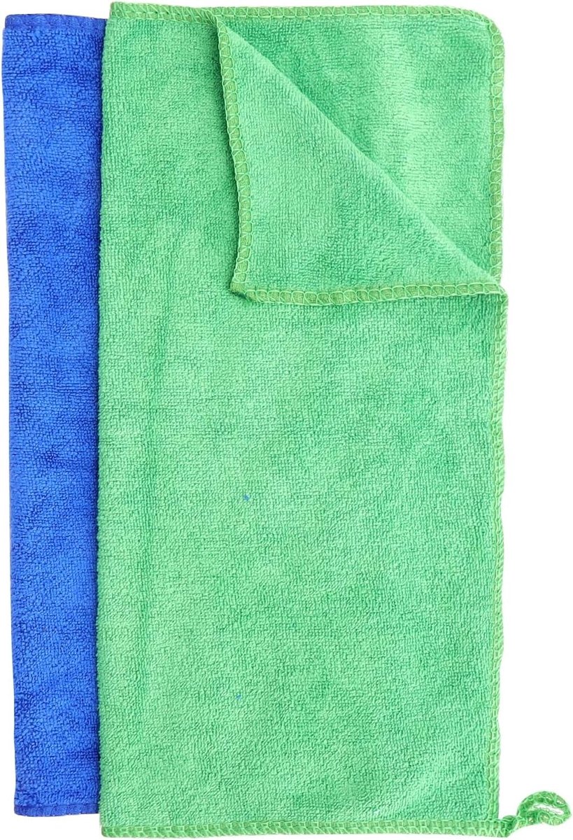 Set van 2 Absorberende Microvezel Gastendoeken 30 x 30 cm, Sneldrogend en Huidvriendelijk, Ideaal voor Badkamer en Keuken, Blauw en Groen