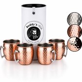Buddy's Bar Moscow Mule Bekers - Cocktailglazen - Set van 4 Koperen Bekers - RVS met Aniek Koperen Coating - 500 ml