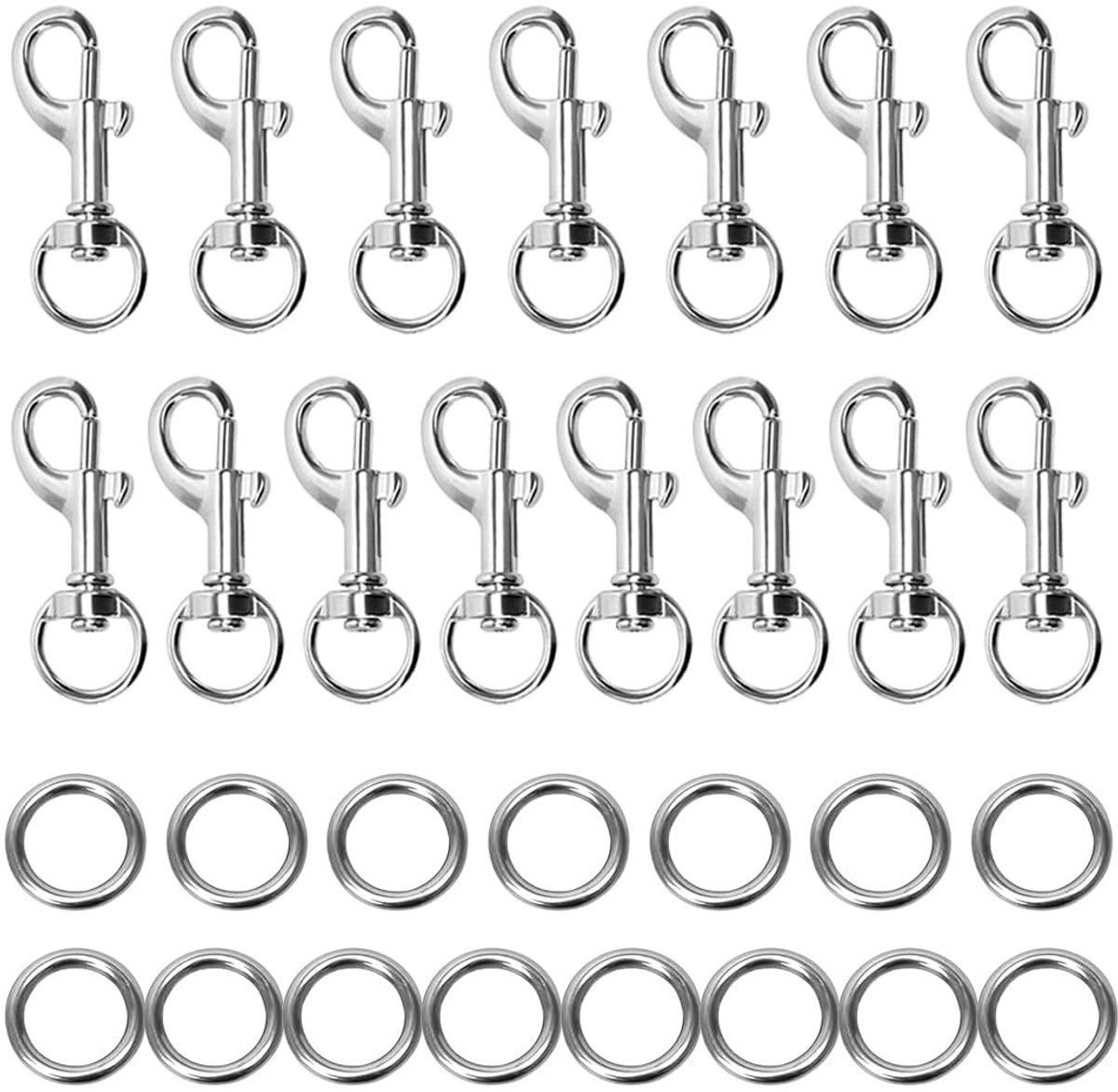 Omgoods - Set van 15 Carabiner Haken met Ringen voor Creatieve Projecten