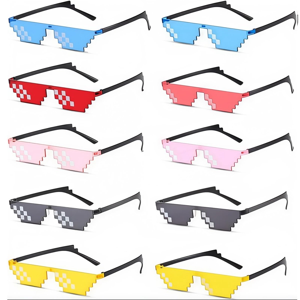 Omgoods - Set van 10 Pixelated Zonnebrillen voor Feestjes