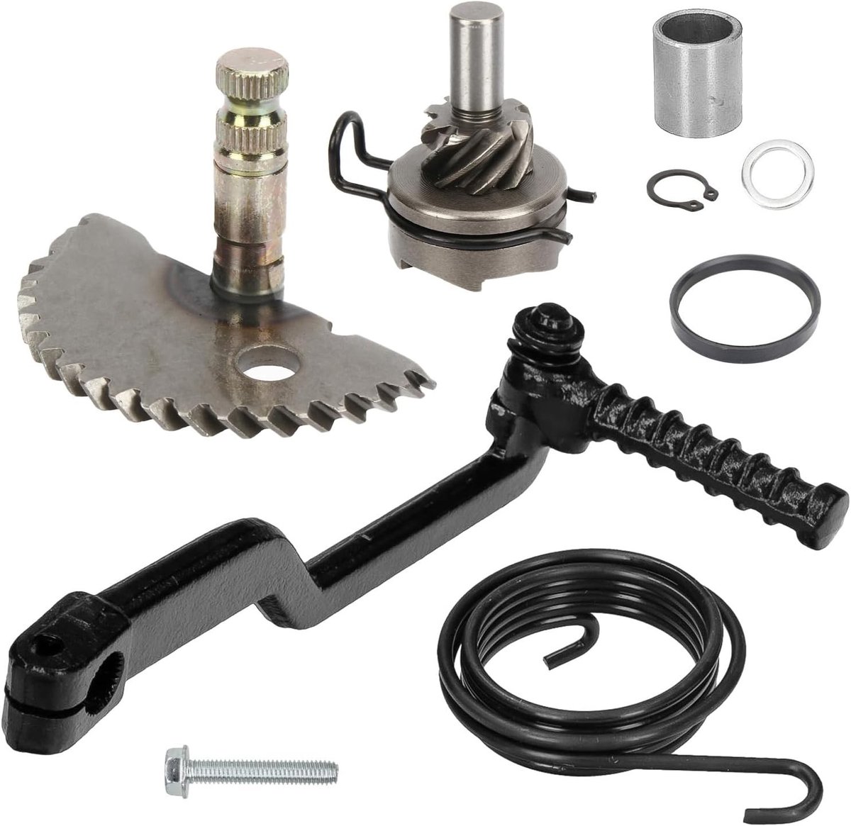 SnelShoppen - Roller-starterassortiment voor Scooter, Tandwiel, Aandrijver, Veer & Kickstarter voor GY6 50CC 60CC 80CC - Duurzaam, Zwart/Zilver