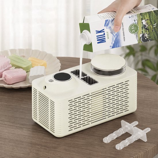 Mini IJsmaker - 2 Ijsjes in 30 Min, 150W, Draagbaar - Werkt op 12V Auto & Thuis - Gezond & Snel - Zachtgeel van MINI — afbeelding 4
