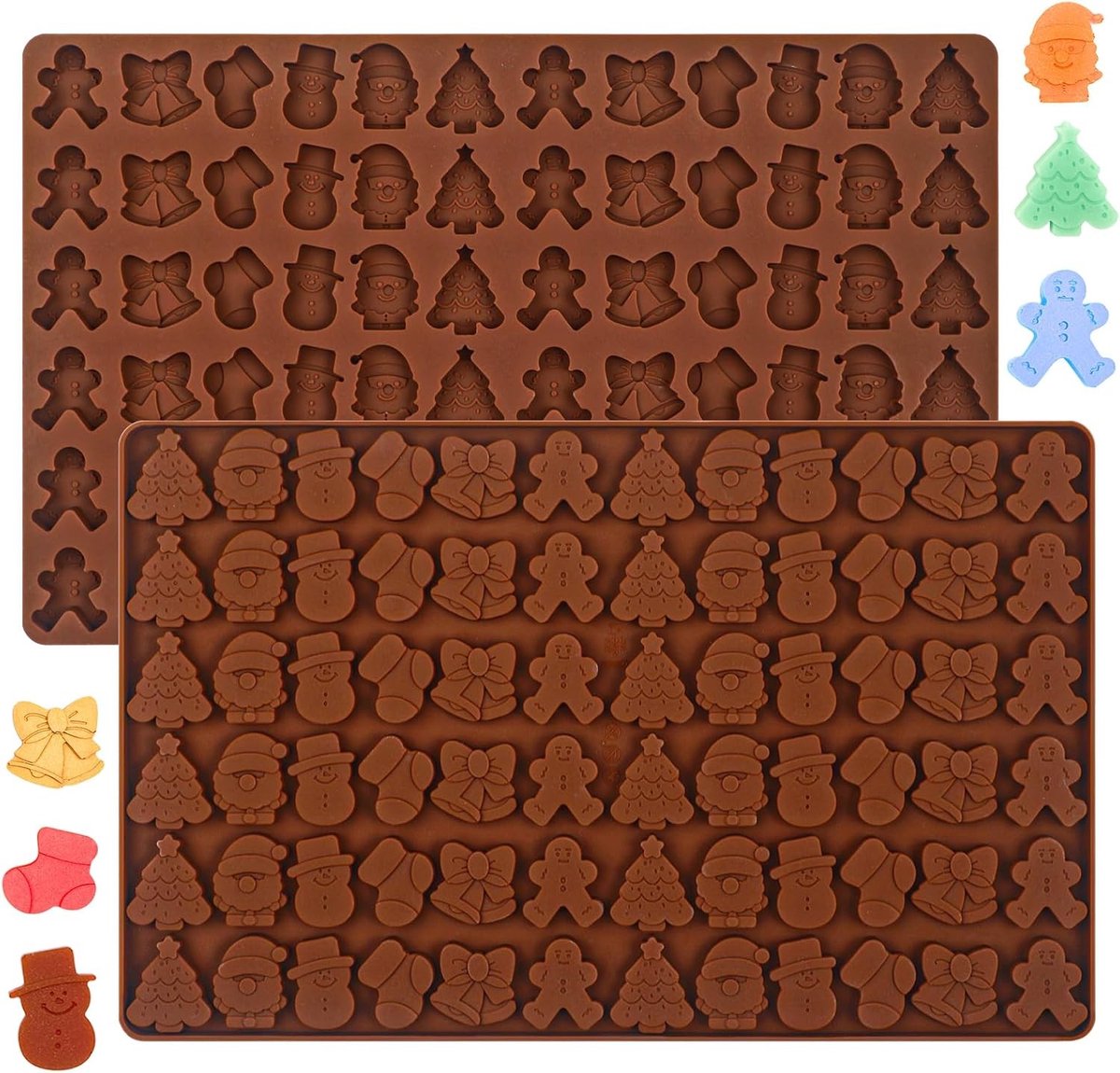 Siliconen Mallen voor Kerstmis - 2 Stuks Chocoladevormen voor Kerstboom, Peperkoekman en Kerstman - Perfect voor Dog Treats en Koekjes