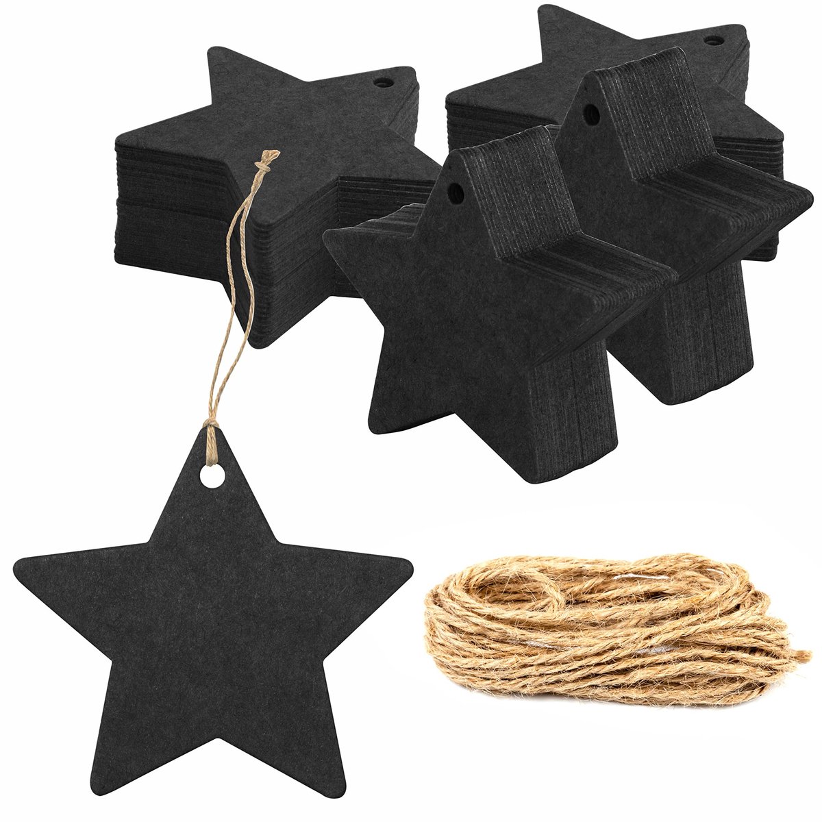SolidKeus - Kraft Papier Cadeaupendanten met Jute Koord