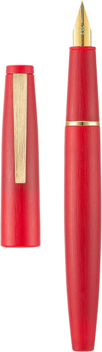 Elegante Rode Vulpotlood met Fijne Nib, Converter en Compacte Pennentas voor Schrijven en Tekenen