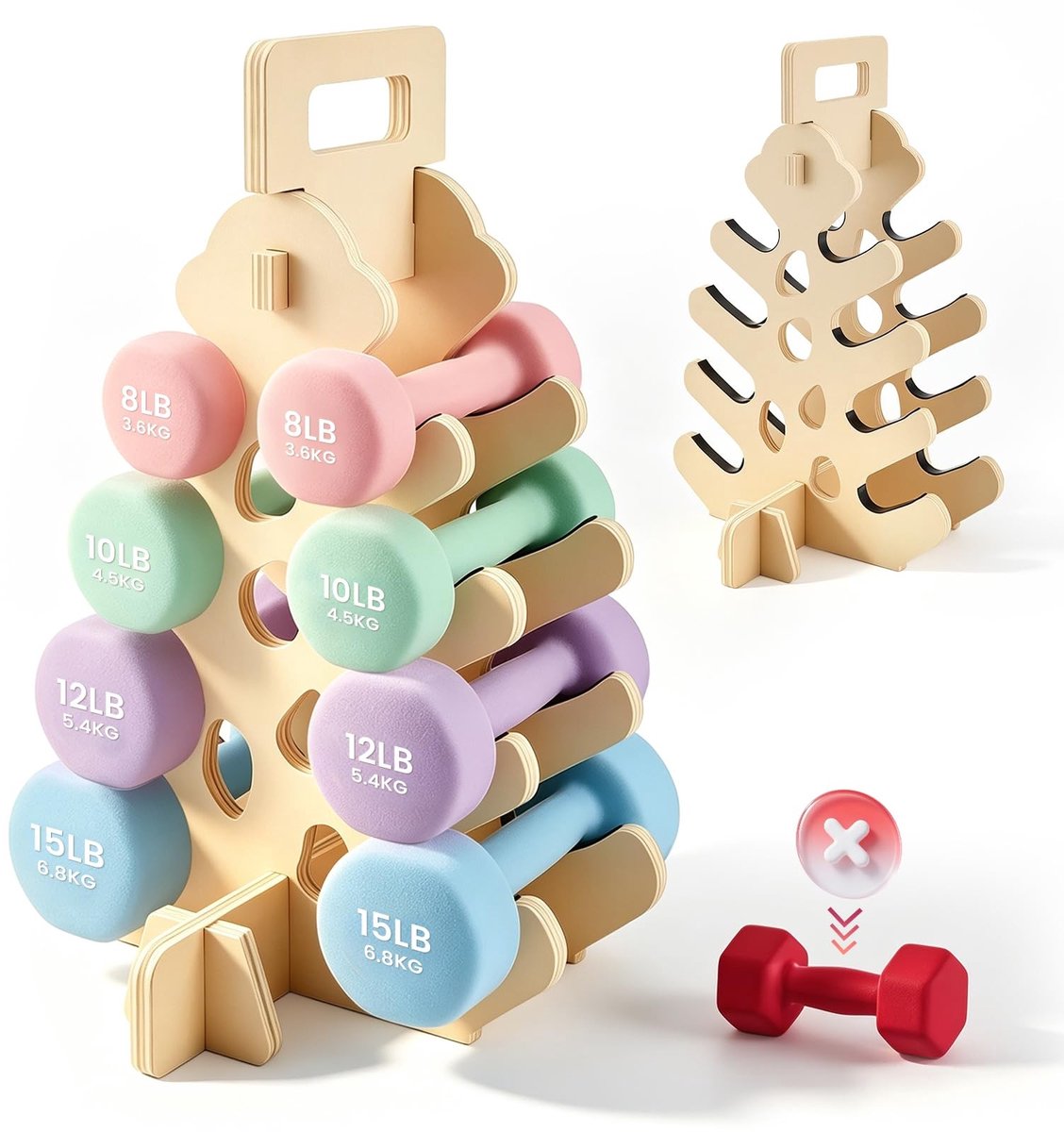 SolidKeus - Houten Dumbbell Rek voor Thuis Gym