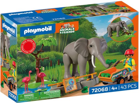 Playmobil olifant met verzorger, 43 onderdelen. Set "Animals & Friends" 72068. Voor kinderen vanaf 4 jaar.