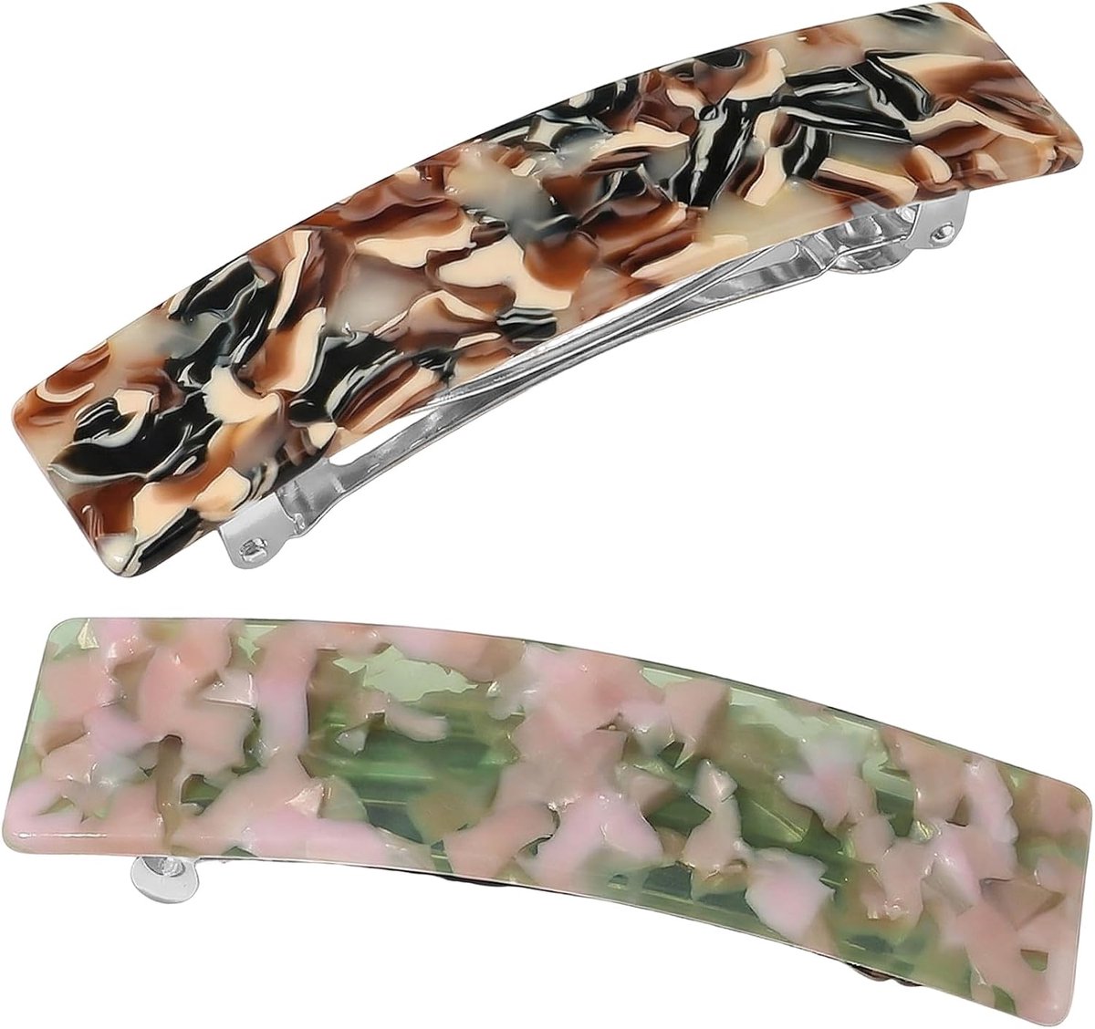 2 stuks Hair Barrettes Women, Franse vintage haaraccessoires, haarspelden, dun haar, haarspeld voor dames, Franse haarclip, middelgrote automatische haarclip voor fijn haar, rozegroen +