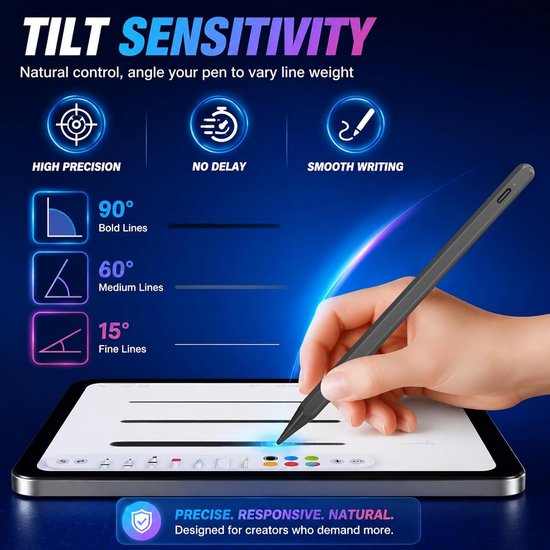 Stylus potlood voor iPad 10e generatie, actieve pen met palmafwijzing compatibel met 2018-2022 iPad 10e 9e 8e 7e generatie/iPad Pro 11 & 12,9 inch/iPad Air 4e 5e generatie (zwart) — afbeelding 3