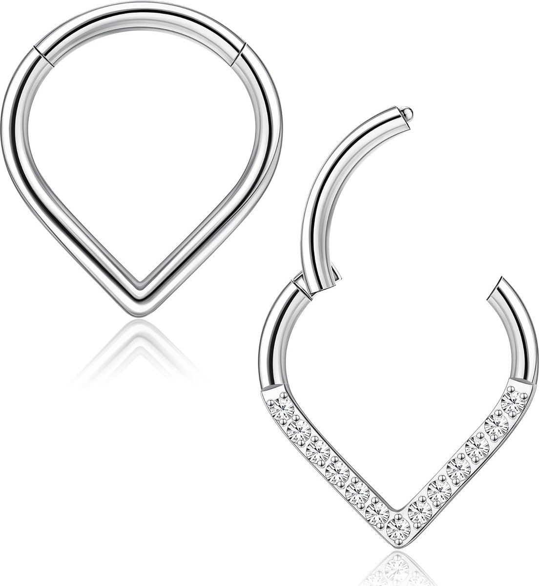 G23 Titanium neusring voor dames en heren, 16G neusringen, hoepel, traanvormig, naadloos, scharnierend, clicker, septumringen, hypoallergene lippen, schelp, tragus, kraakbeen, helixpiercing,