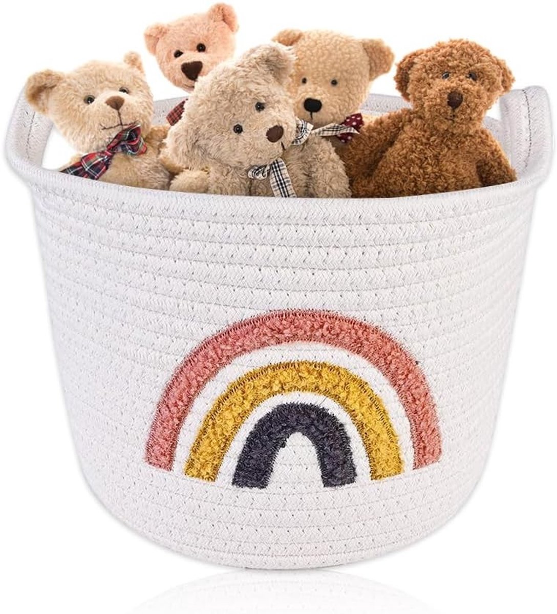 Opbergmand van Katoen, Kleine Waskorf, Geweven Speelgoedmand voor Kinderen - Decoratieve Mand voor Handdoeken, Dekens, Speelgoed en Kleding