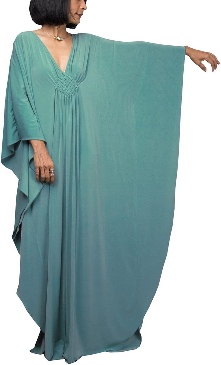 Kaftan voor vrouwen, maxi-jurk, Bohemian stijl, bedekking voor badpak, voor op het strand, loungewear, universele maat, Blauw, one size