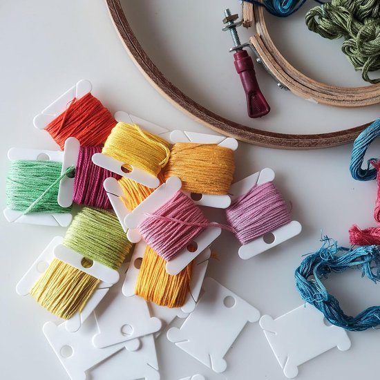 Plastic floss klossen, 300 stuks draadkaarten, gekruist katoen voor knutselen, doe-het-zelf naaien, opbergkoffer, borduurwerk, transparant — afbeelding 3