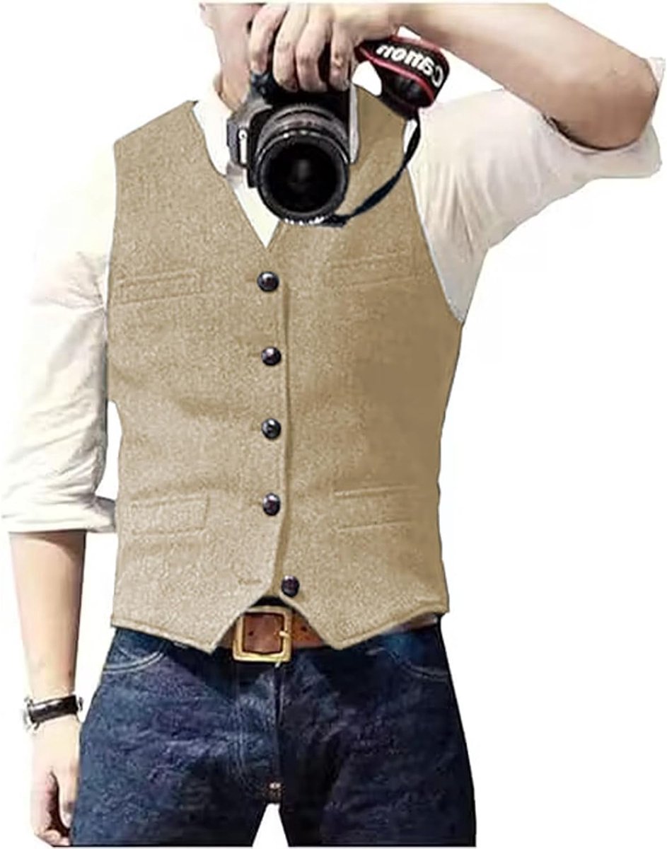 Casual wollen vest met visgraatpatroon voor onder pak, v-hals, tweedvest voor bruiloft, bruidsjonker