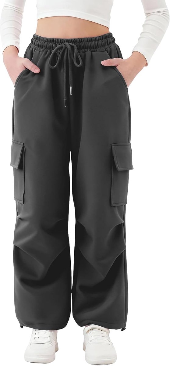 Trainingsbroek voor meisjes, elastische taille, actieve joggingbroek, uniseks, kinderen, trainingsbroek met cargozakken